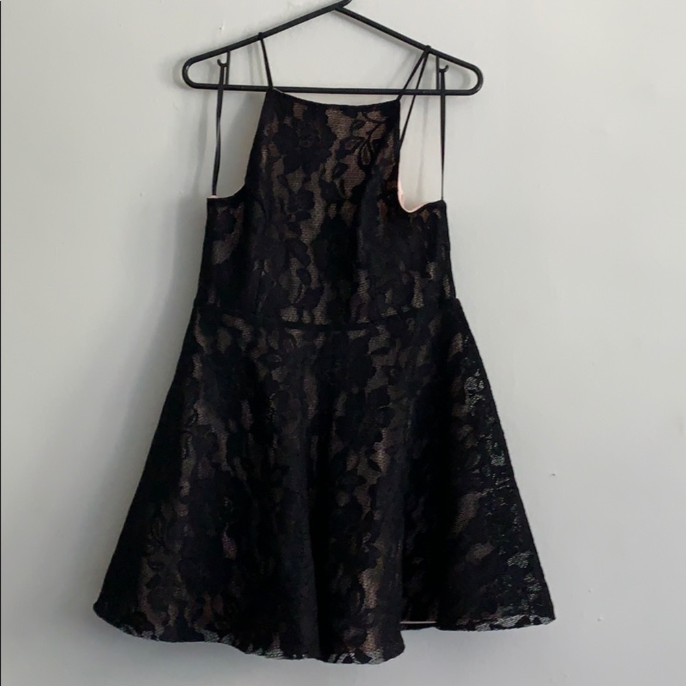 new black flower lace dress